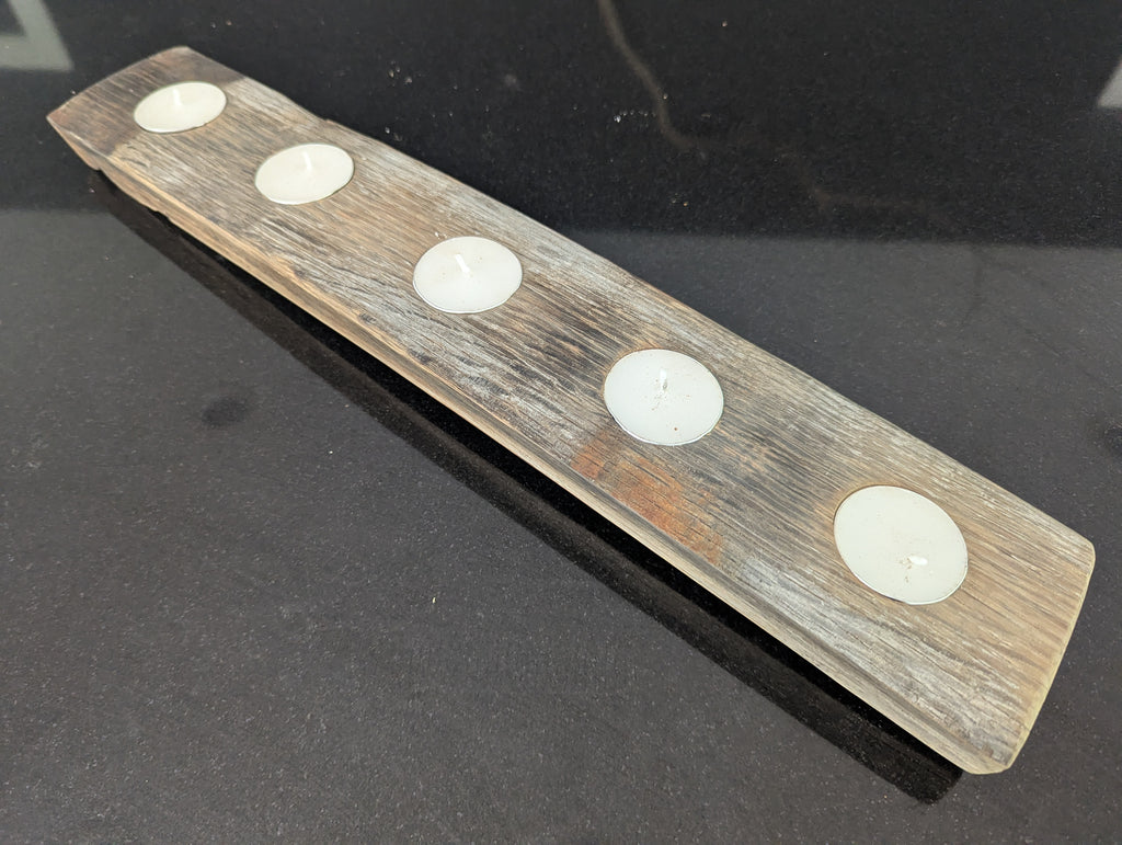 Oak Whiskey Barrel Stave Candle Holder