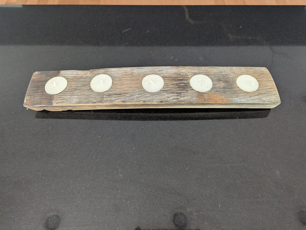 Oak Whiskey Barrel Stave Candle Holder