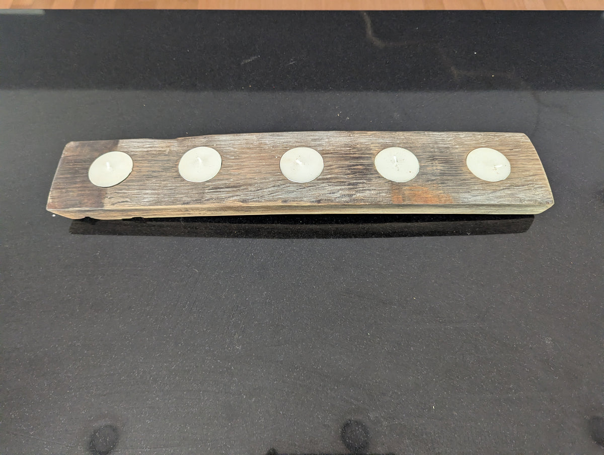 Oak Whiskey Barrel Stave Candle Holder