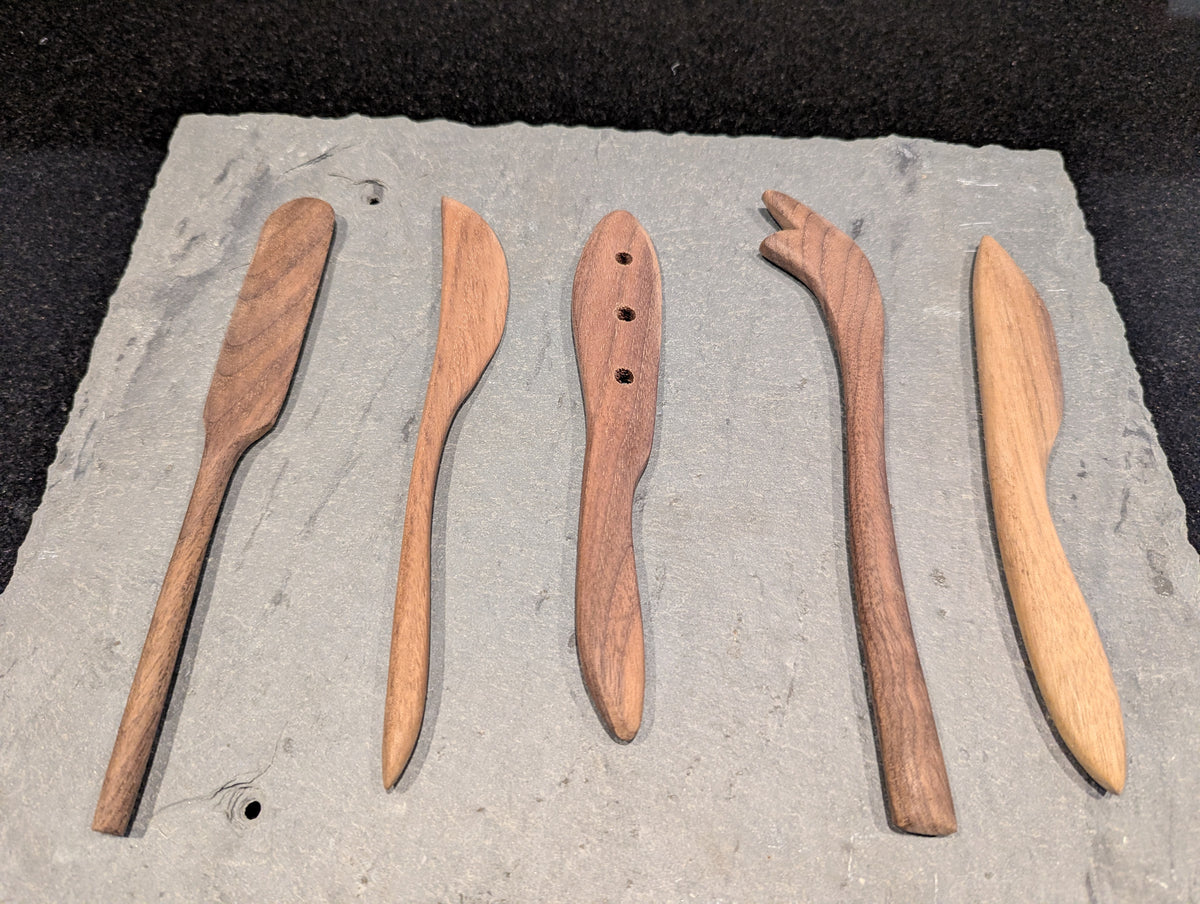 Slate Cheese Board with Black Walnut Knives