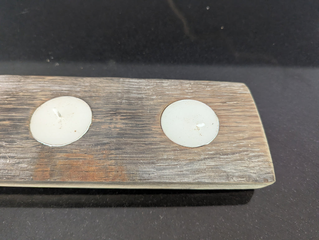 Oak Whiskey Barrel Stave Candle Holder