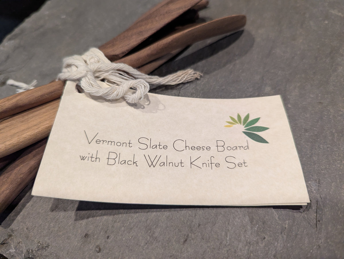 Slate Cheese Board with Black Walnut Knives