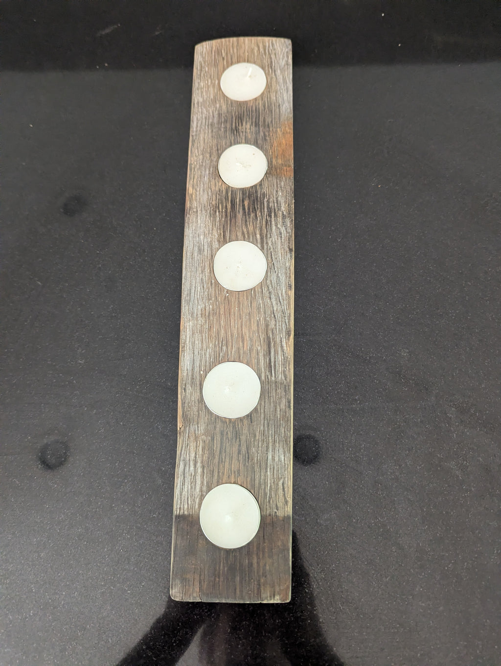 Oak Whiskey Barrel Stave Candle Holder
