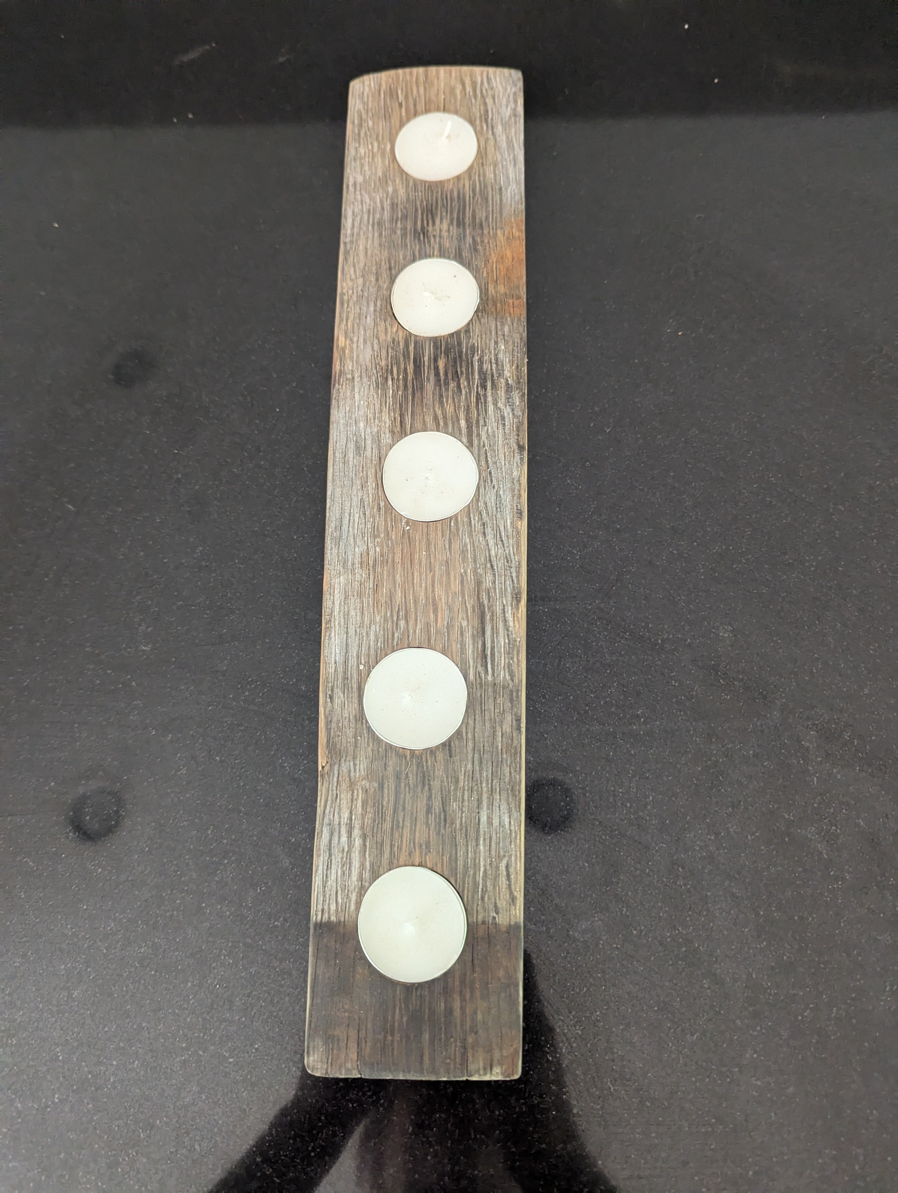 Oak Whiskey Barrel Stave Candle Holder